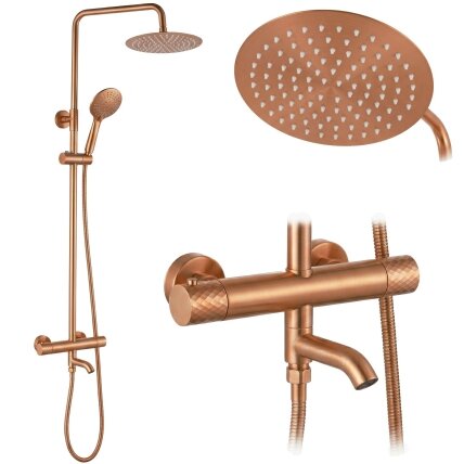 Termostatinis dušo komplektas Lungo Diamond Copper Brush Termostatinis dušo komplektas Lungo Diamond Copper Brush