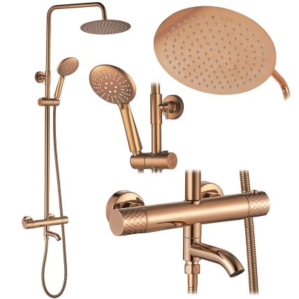 Termostatinis dušo komplektas Lungo Diamond Copper