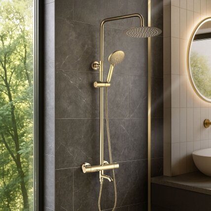 Termostatinis dušo komplektas Lungo Diamond Gold 3