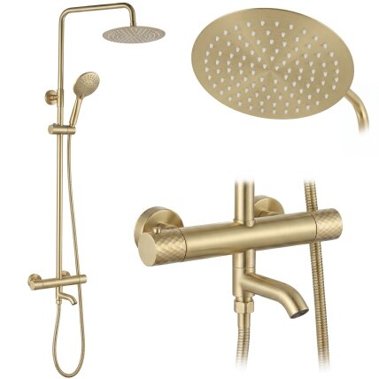 Termostatinis dušo komplektas Lungo Diamond Gold Brush 10