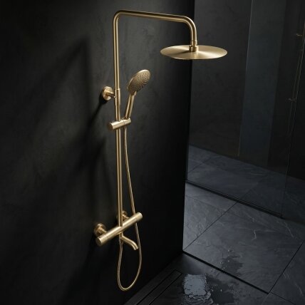 Termostatinis dušo komplektas Lungo Diamond Gold Brush 5
