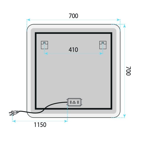 Veidrodis LED 70x70cm TOP-2 9