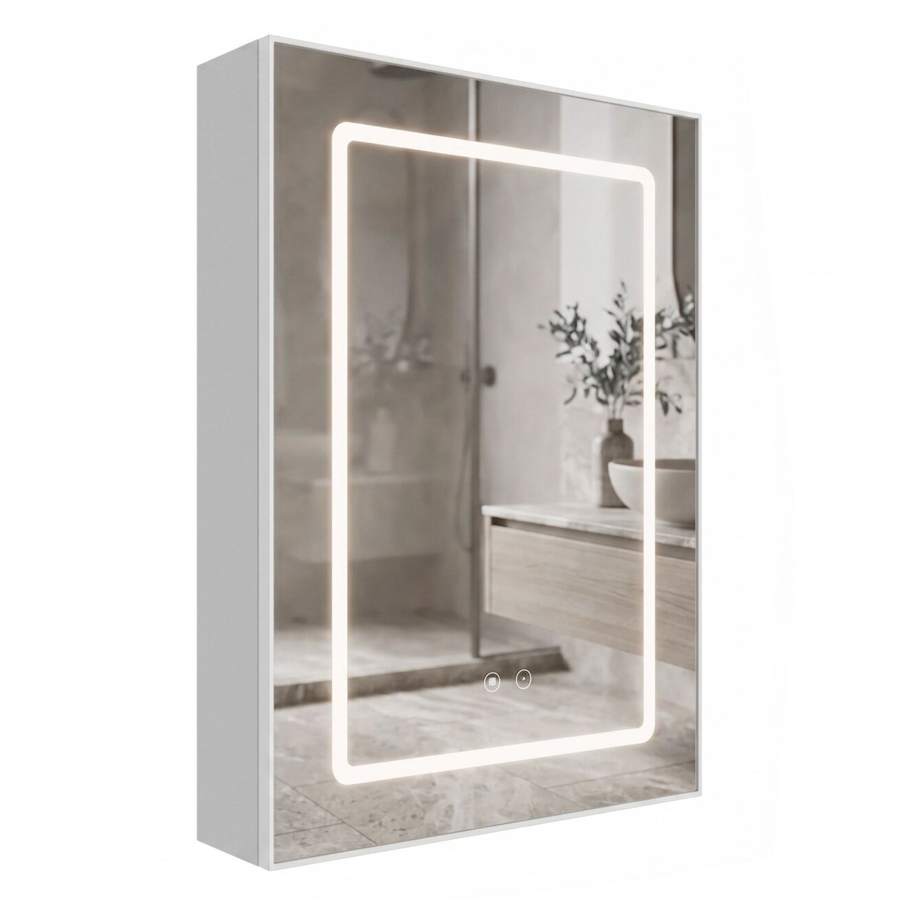 Veidrodinė spintelė su LED apšvietimu Zenit 70x50cm 10 Veidrodinė spintelė su LED apšvietimu Zenit 70x50cm 10