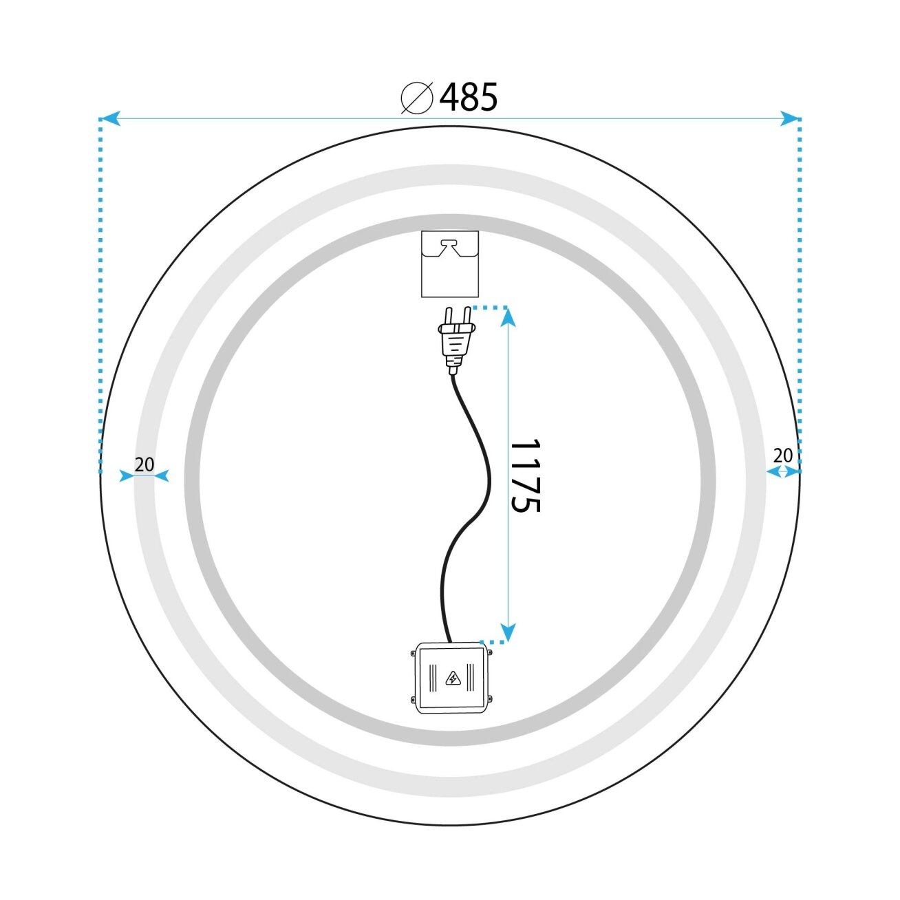 Veidrodis LED 50cm BAS 10