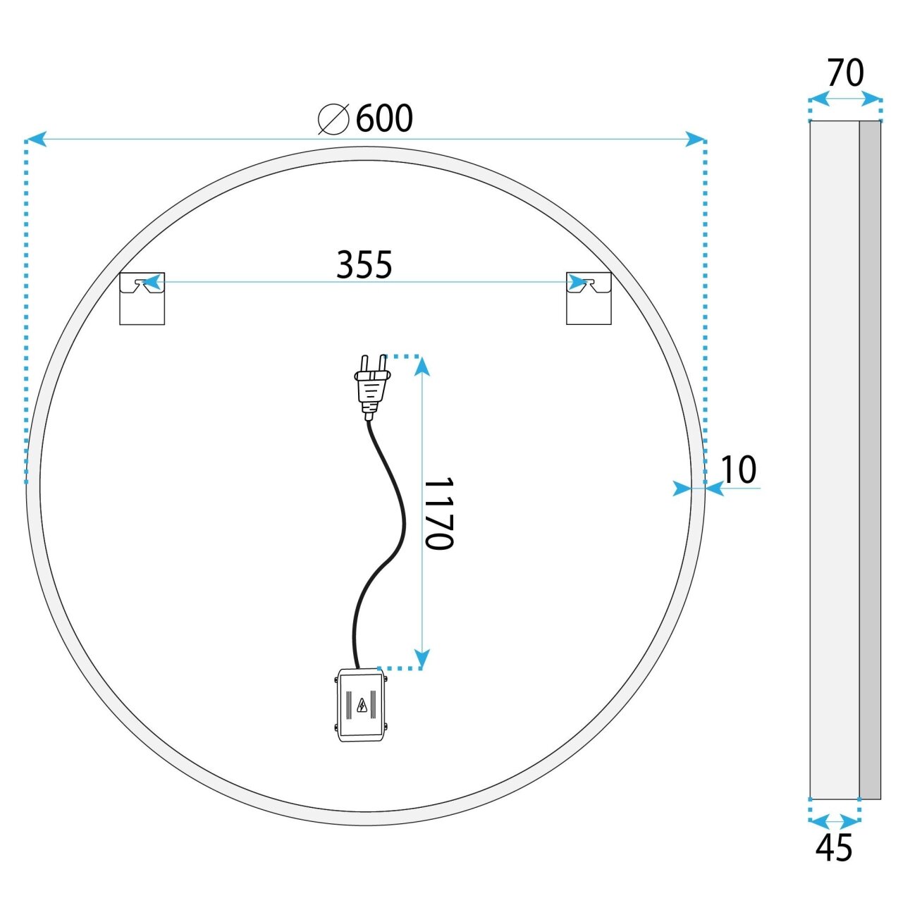 Veidrodis LED 60cm BL807 8