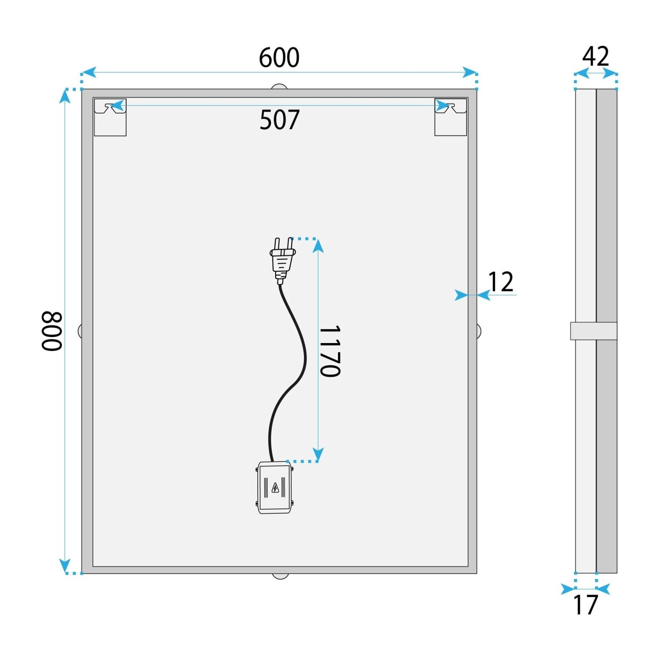 Veidrodis LED 60cm BL808 6 Veidrodis LED 60cm BL808 6