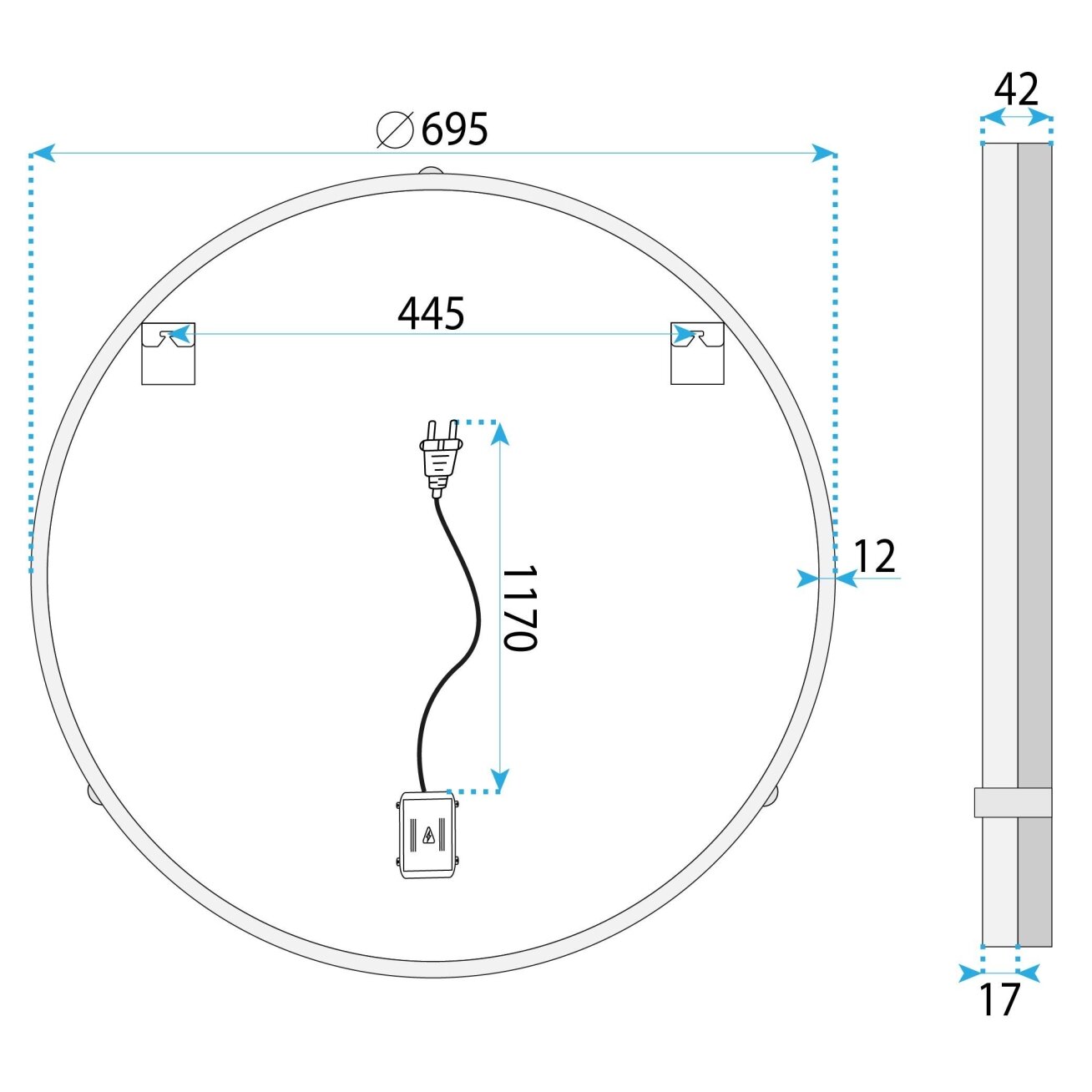 Veidrodis LED 70cm BL805 12 Veidrodis LED 70cm BL805 12