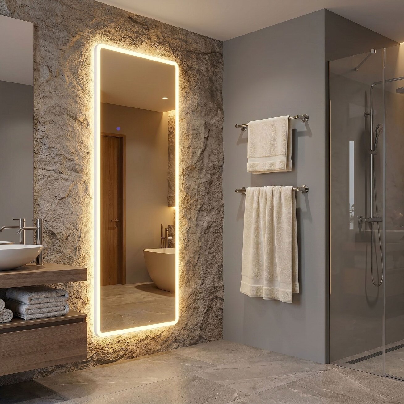 Veidrodis LED Classico 60x170cm White 12