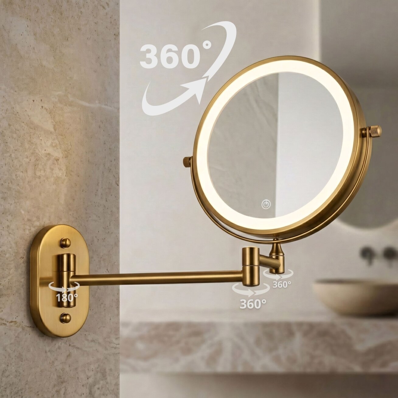 Veidrodis LED Glow Old Gold 3 Veidrodis LED Glow Old Gold 3