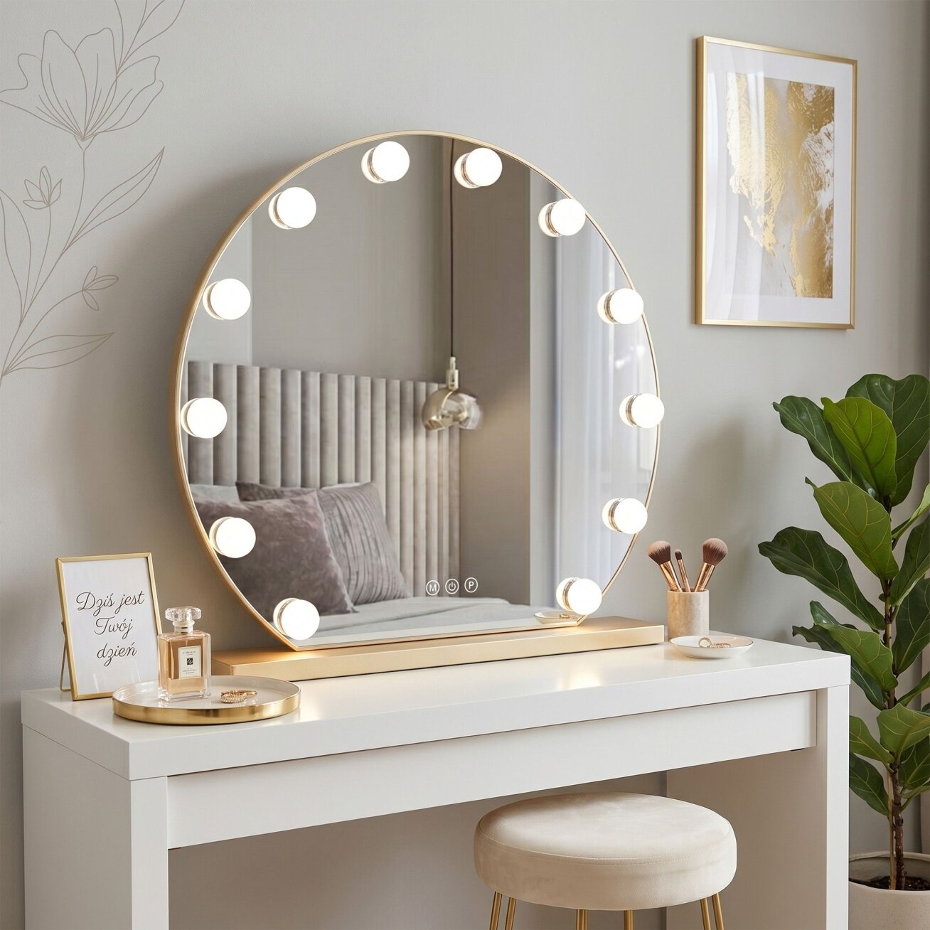 Veidrodis LED HOLLYWOOD L. Gold 50 cm 1 Veidrodis LED HOLLYWOOD L. Gold 50 cm 1