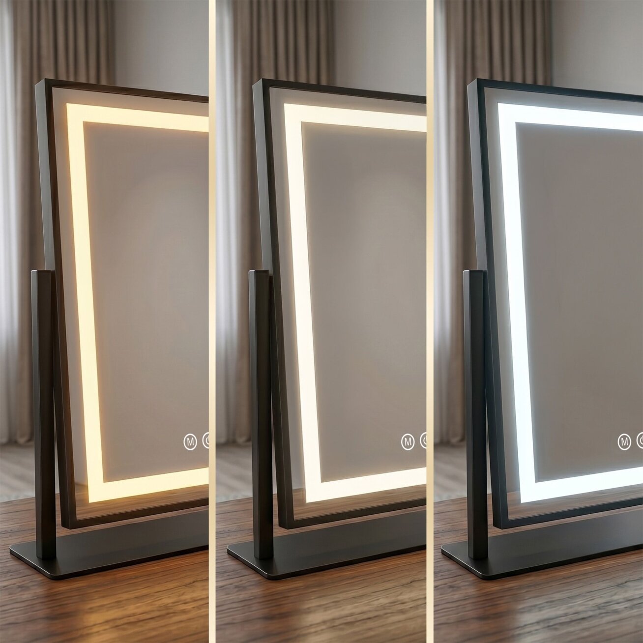 Veidrodis LED LUMI Black 30x40cm 3