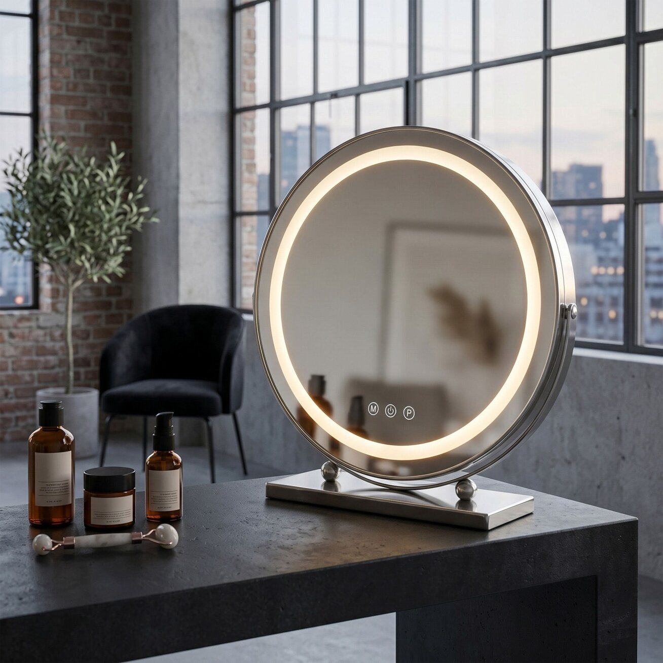 Veidrodis LED MAKE-UP Chrome 58x45 2