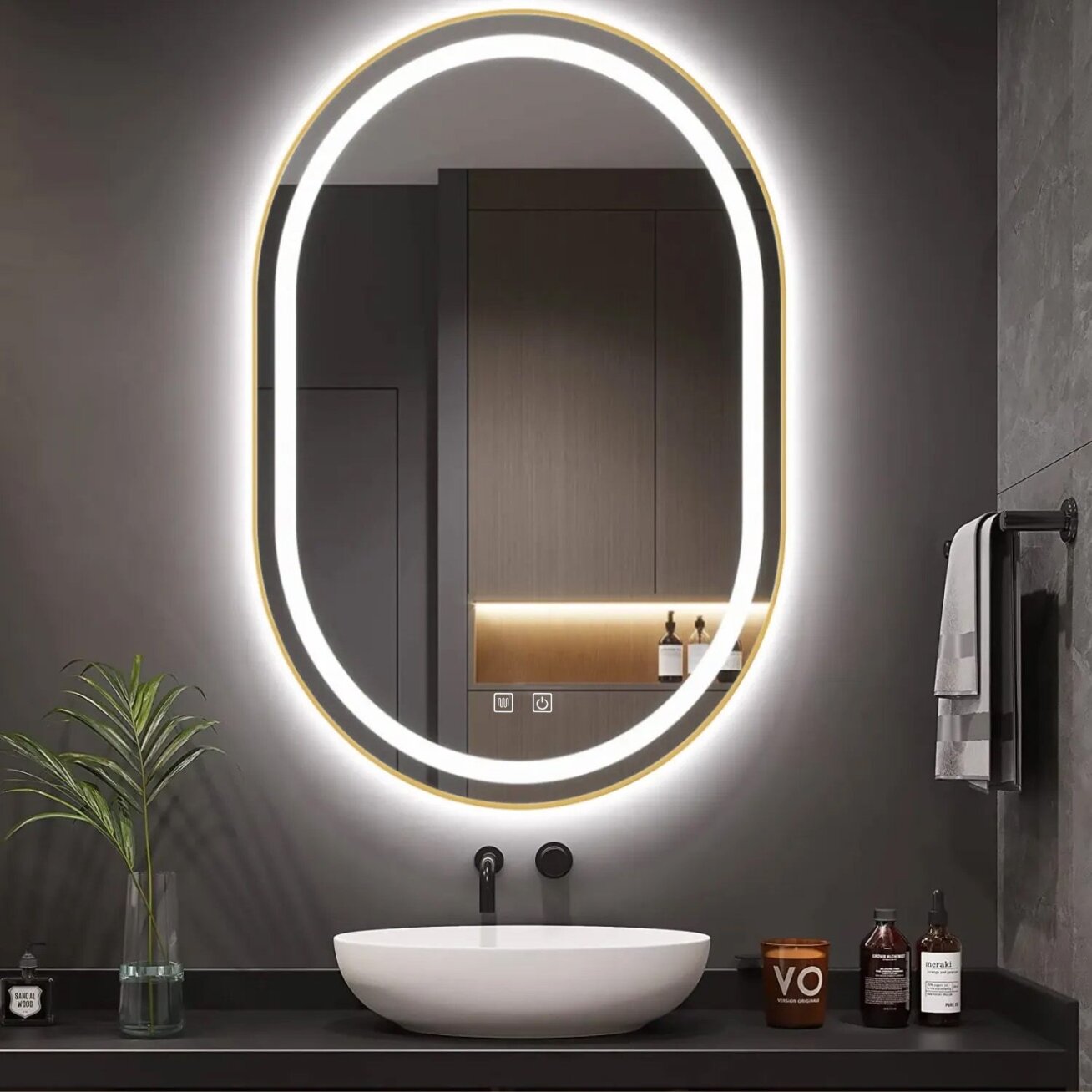 Veidrodis LED OLL 60x90 cm Brush Gold 1 Veidrodis LED OLL 60x90 cm Brush Gold 1