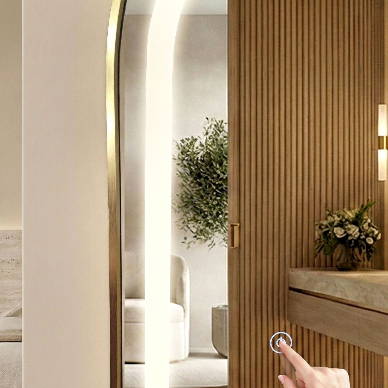 Veidrodis LED Orbit 50x160cm Brush Gold 8 Veidrodis LED Orbit 50x160cm Brush Gold 8