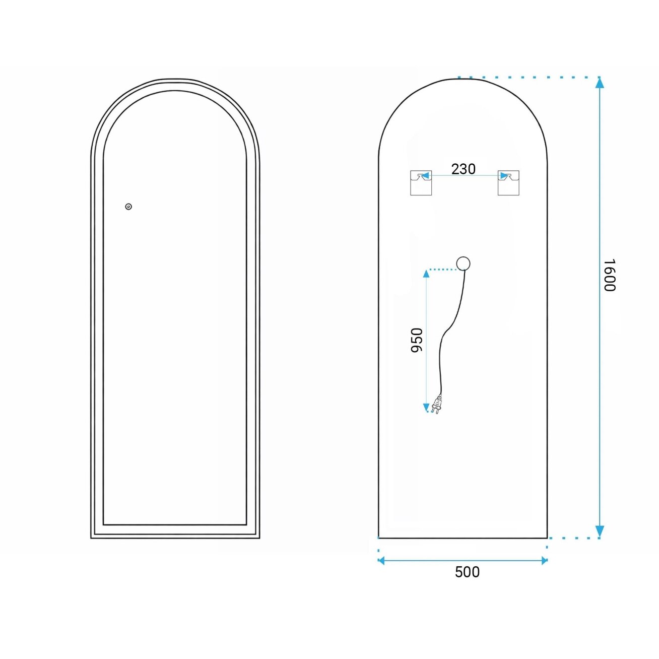 Veidrodis LED Orbit 50x160cm White 10