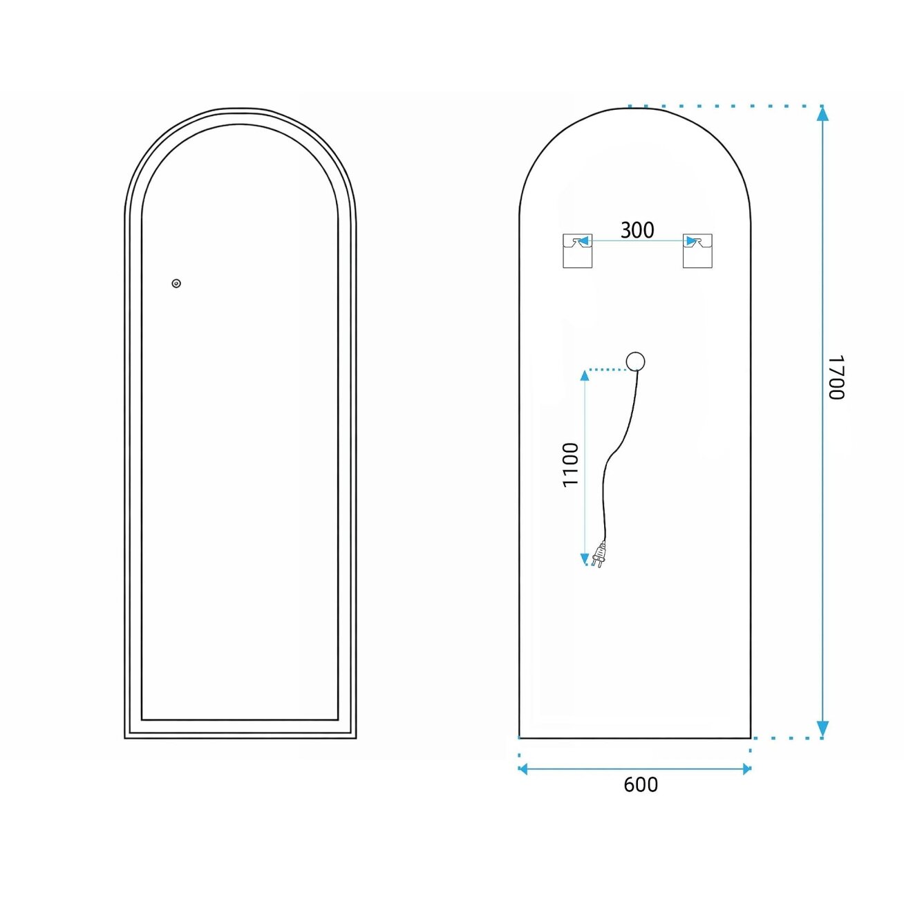 Veidrodis LED Orbit 60x170cm White 8 Veidrodis LED Orbit 60x170cm White 8
