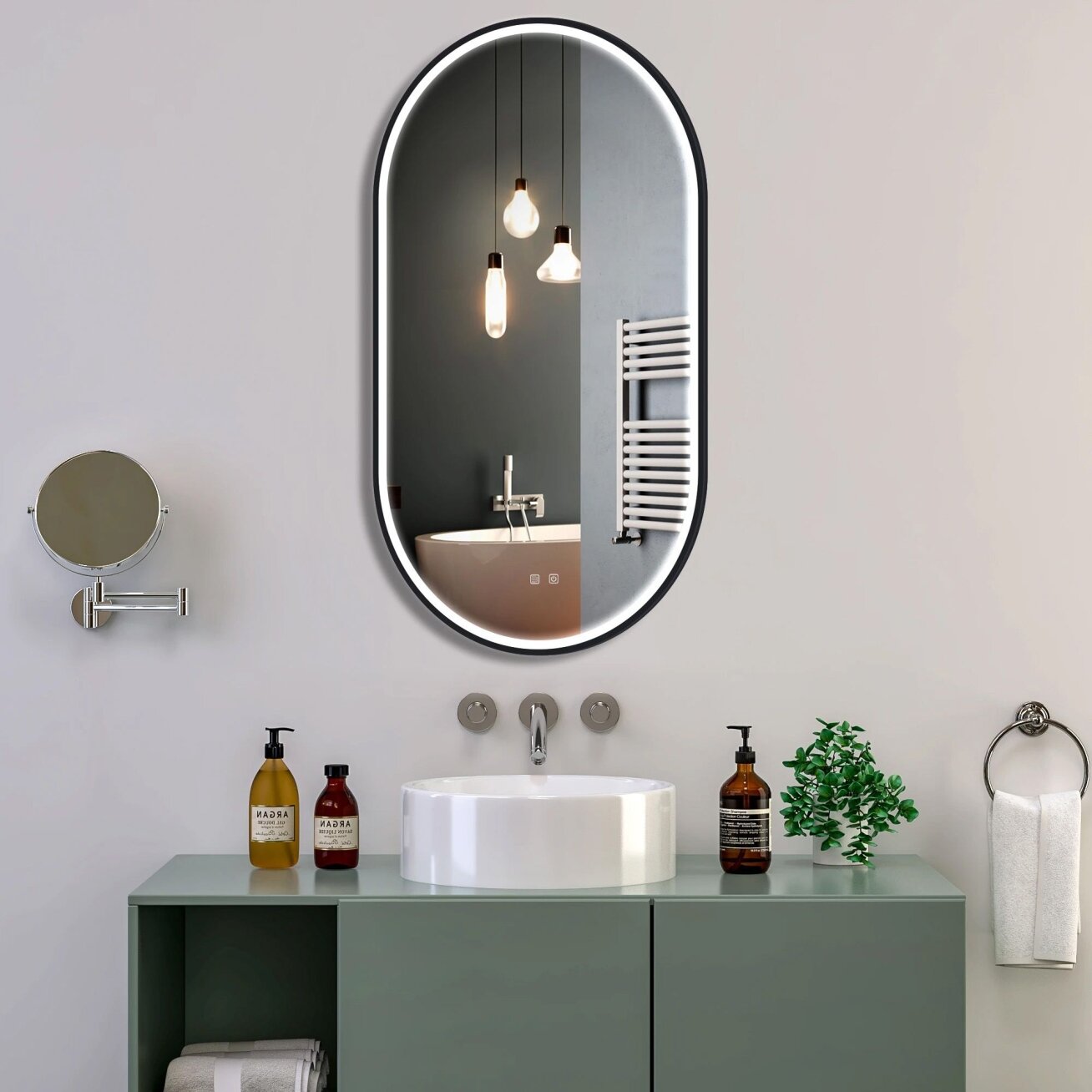 Veidrodis LED OVL 50x100cm Black 2 Veidrodis LED OVL 50x100cm Black 2