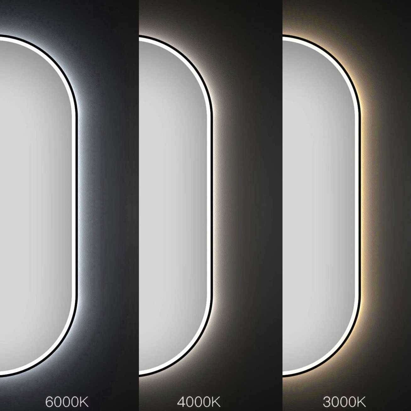 Veidrodis LED OVL 50x100cm Black 4 Veidrodis LED OVL 50x100cm Black 4