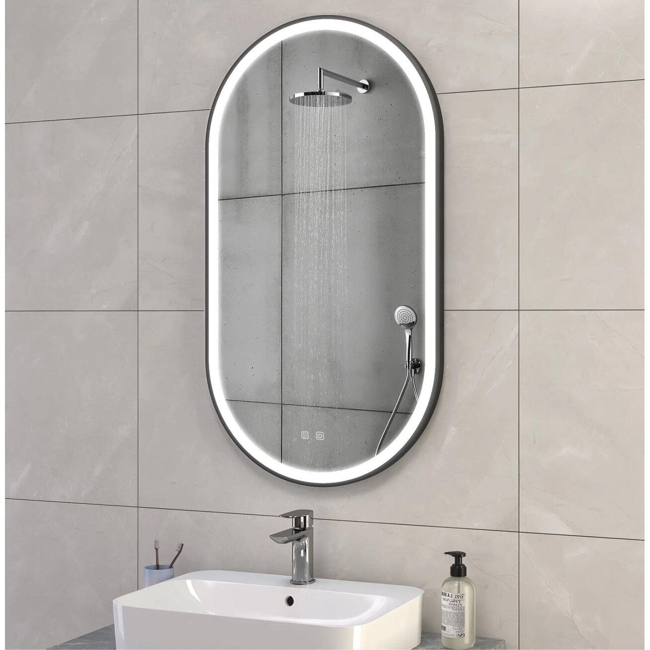 Veidrodis LED OVL 50x100cm Black 7 Veidrodis LED OVL 50x100cm Black 7