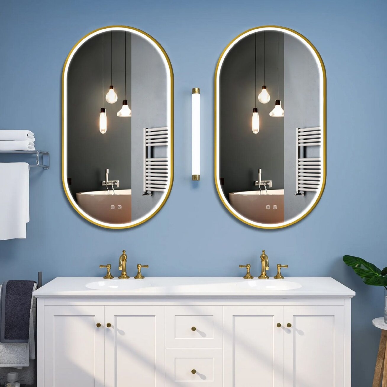 Veidrodis LED OVL 50x100cm Brush Gold 3 Veidrodis LED OVL 50x100cm Brush Gold 3
