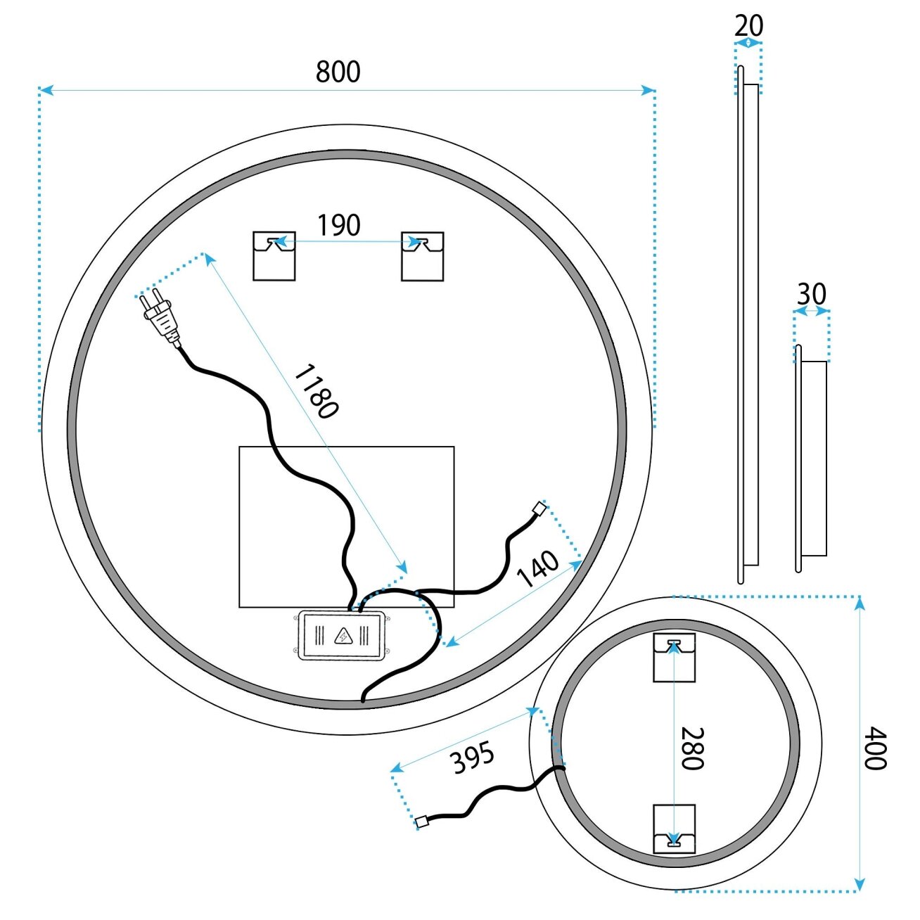 Veidrodis LED R-8040 80cm + 40cm 6 Veidrodis LED R-8040 80cm + 40cm 6