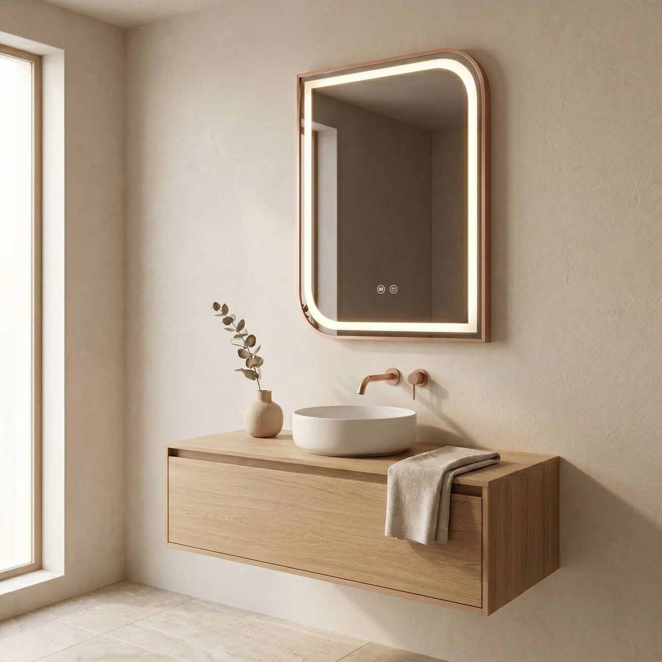 Veidrodis LED ZONE 70x50 BRUSH ROSE GOLD 5 Veidrodis LED ZONE 70x50 BRUSH ROSE GOLD 5