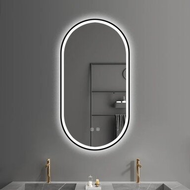 Veidrodis LED OVL 50x100cm Black