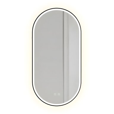 Veidrodis LED OVL 50x100cm Black