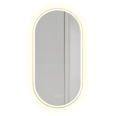 Veidrodis LED OVL 50x100cm Brush Gold