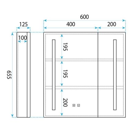 Veidrodinė spintelė su LED apšvietimu M1015-60 60x65 9 Veidrodinė spintelė su LED apšvietimu M1015-60 60x65 9