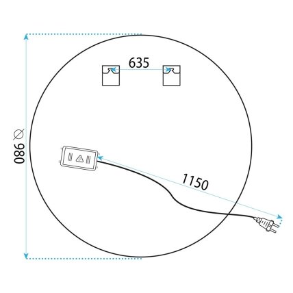 Veidrodis LED 100cm BAS 10