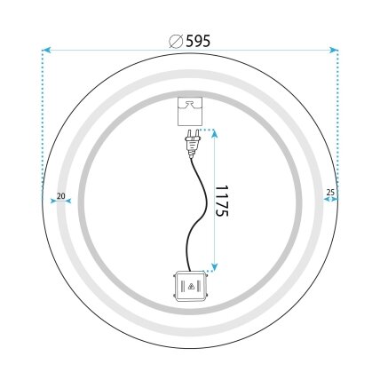 Veidrodis LED 60cm MMJ Black 10