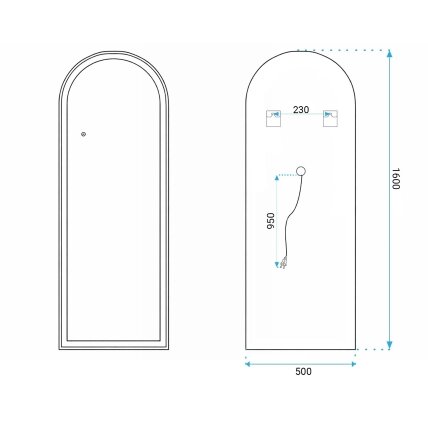 Veidrodis LED Orbit 50x160cm Black 9 Veidrodis LED Orbit 50x160cm Black 9