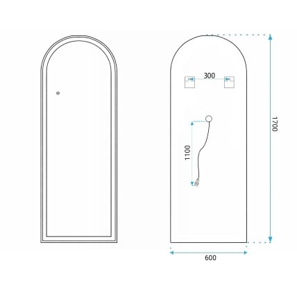 Veidrodis LED Orbit 60x170cm White 8 Veidrodis LED Orbit 60x170cm White 8