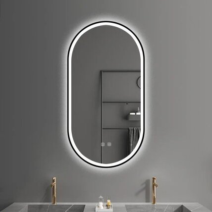 Veidrodis LED OVL 50x100cm Black 1 Veidrodis LED OVL 50x100cm Black 1