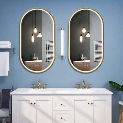 Veidrodis LED OVL 50x100cm Brush Gold 3 Veidrodis LED OVL 50x100cm Brush Gold 3