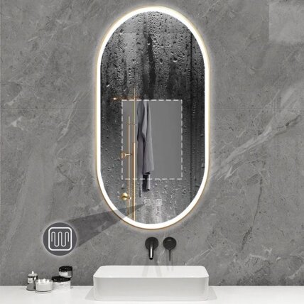 Veidrodis LED OVL 50x100cm Brush Gold 5 Veidrodis LED OVL 50x100cm Brush Gold 5