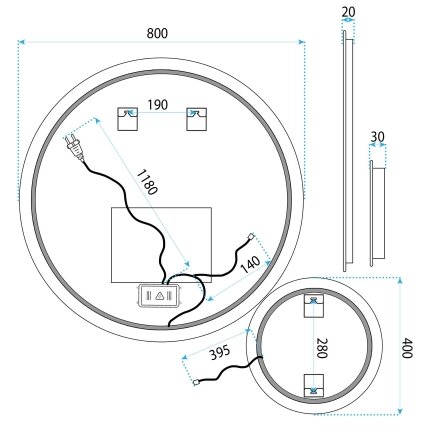 Veidrodis LED R-8040 80cm + 40cm 6 Veidrodis LED R-8040 80cm + 40cm 6