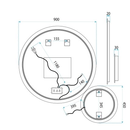 Veidrodis LED R-9045 90cm + 45cm 8