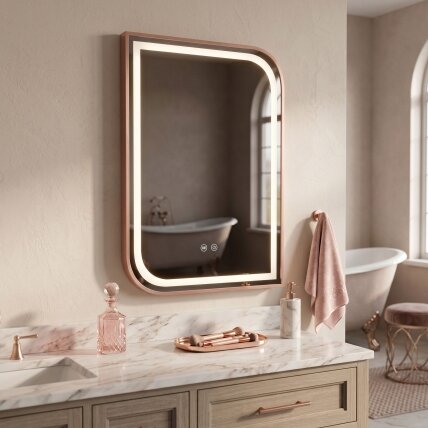 Veidrodis LED ZONE 70x50 BRUSH ROSE GOLD 4 Veidrodis LED ZONE 70x50 BRUSH ROSE GOLD 4