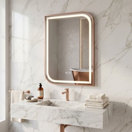 Veidrodis LED ZONE 80x60 BRUSH ROSE GOLD 9 Veidrodis LED ZONE 80x60 BRUSH ROSE GOLD 9