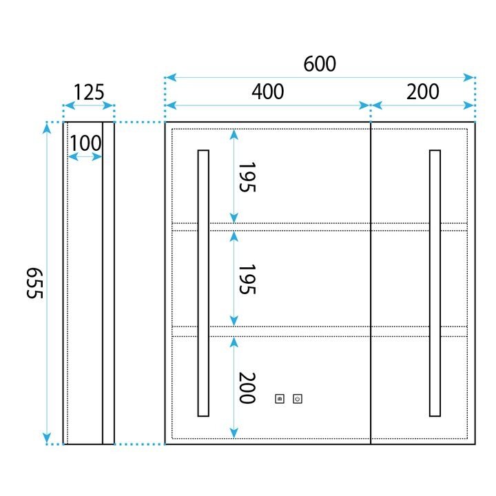 Veidrodinė spintelė su LED apšvietimu M1015-60 60x65 9 Veidrodinė spintelė su LED apšvietimu M1015-60 60x65 9