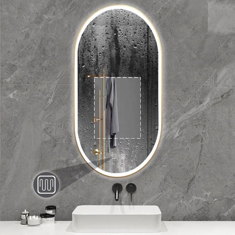 Veidrodis LED OVL 50x100cm Brush Gold 5 Veidrodis LED OVL 50x100cm Brush Gold 5