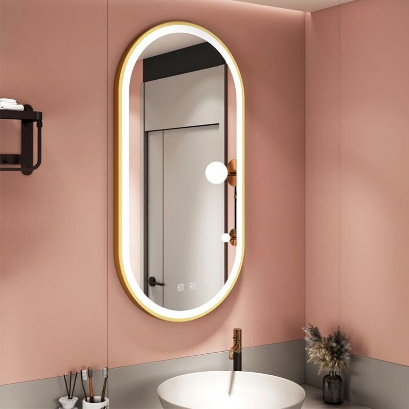 Veidrodis LED OVL 50x100cm Brush Gold 6 Veidrodis LED OVL 50x100cm Brush Gold 6