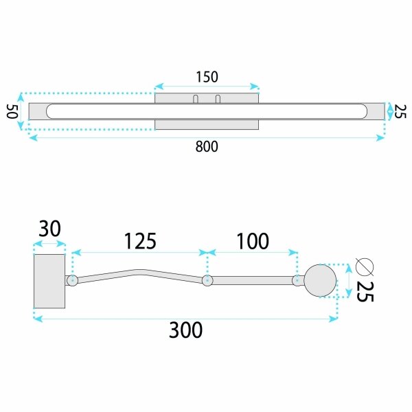 Vonios sieninis LED šviestuvas SWE021-1W 80cm Gold 8 Vonios sieninis LED šviestuvas SWE021-1W 80cm Gold 8