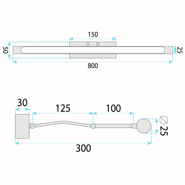 Vonios sieninis LED šviestuvas SWE027-1W 80cm Black 8 Vonios sieninis LED šviestuvas SWE027-1W 80cm Black 8