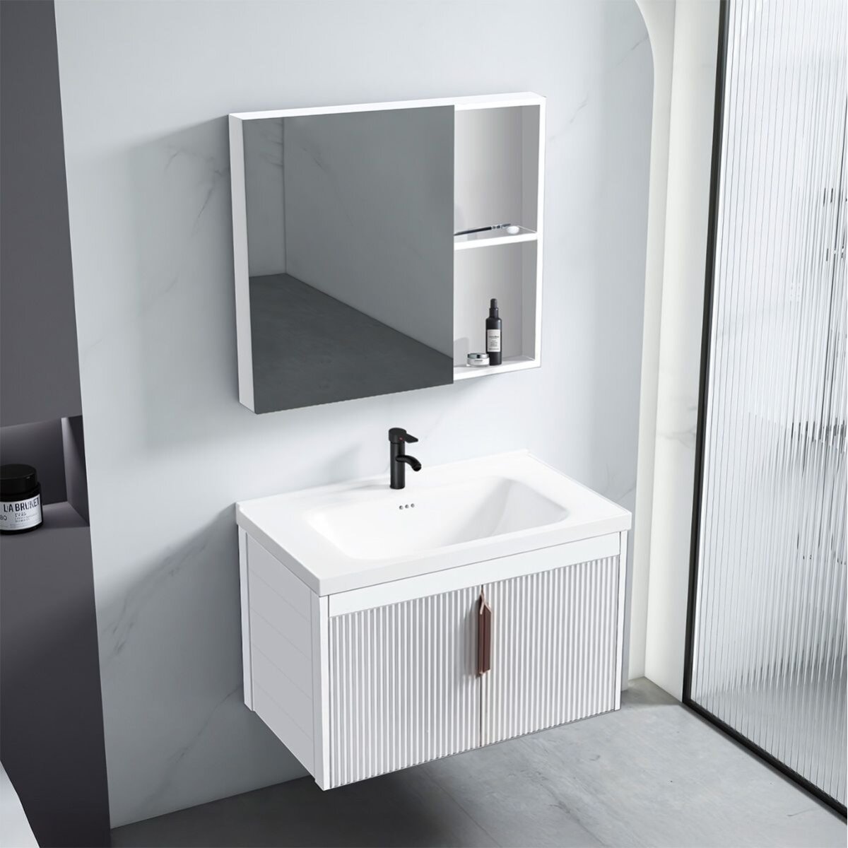 Vonios baldų komplektas su praustuvu Astor 60cm White 1
