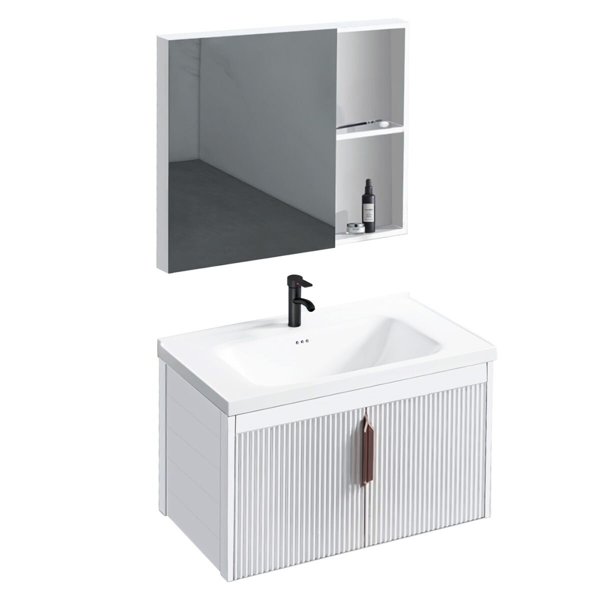 Vonios baldų komplektas su praustuvu Astor 60cm White 4 Vonios baldų komplektas su praustuvu Astor 60cm White 4