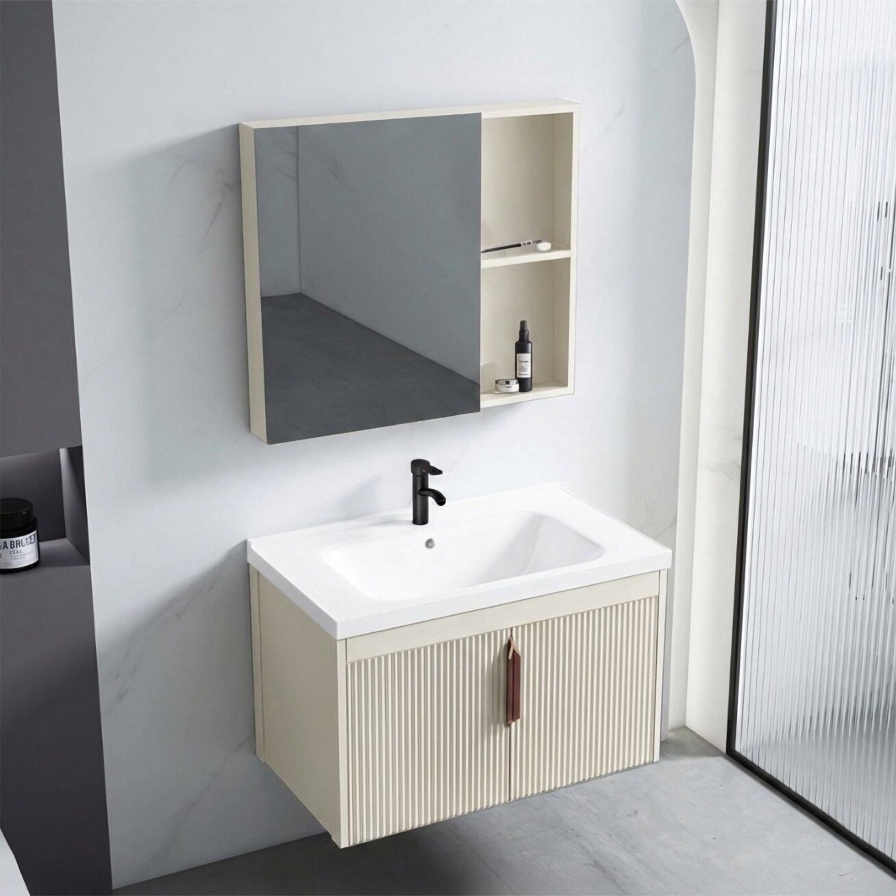 Vonios baldų komplektas su praustuvu Astor 60 cm Beige 6