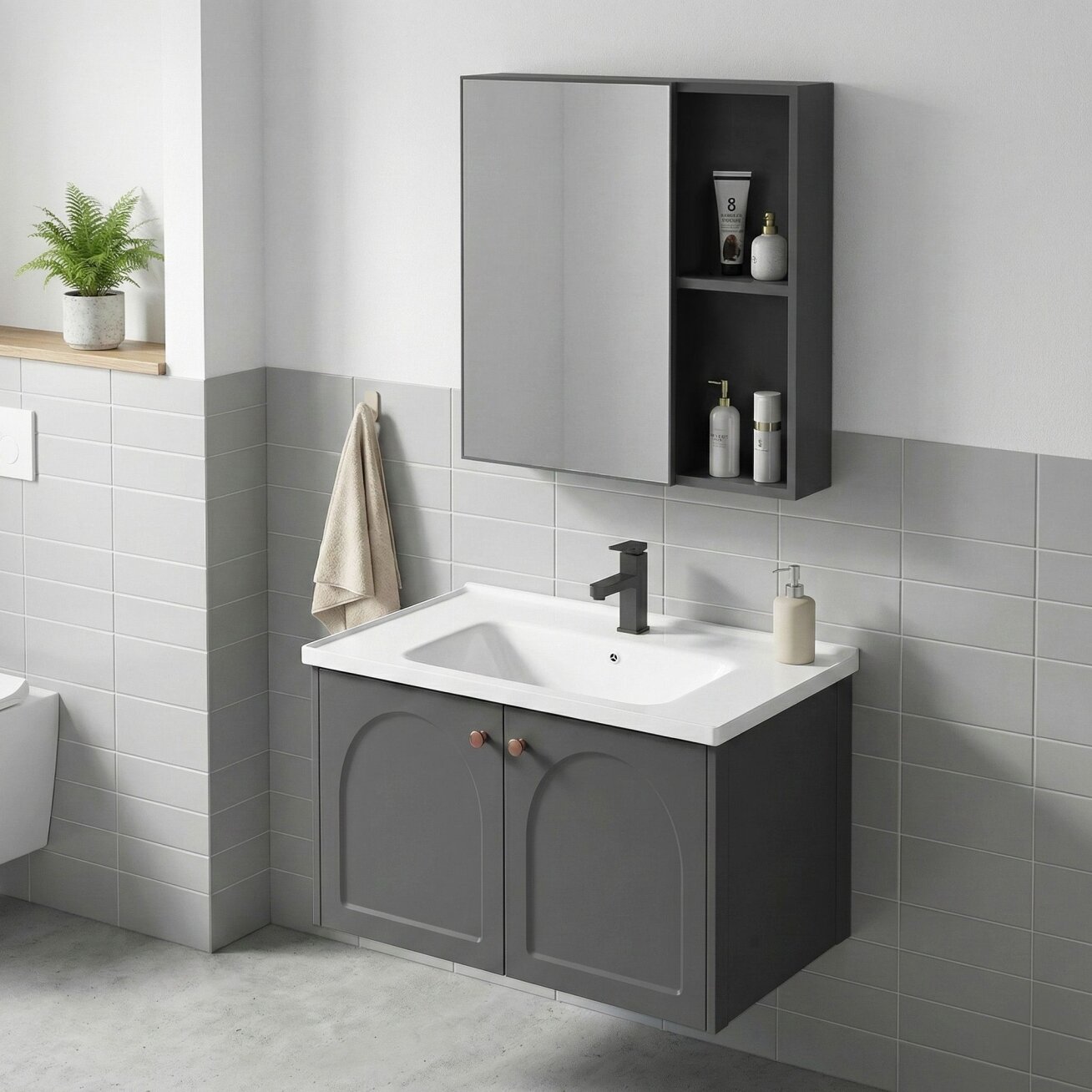Vonios baldų komplektas su praustuvu Denver 60cm Grey 2